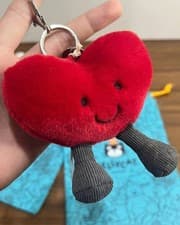 Jellycat Amuseables Heart Bag Charm Plush Keychain Red Cute NWT Gift - image 3