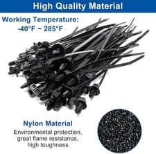 60pcs Zip Ties Assorted Sizes, 6 Popular Size Push Mount Cable Ties Universal Ny - image 5