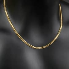 10K Solid Yellow Gold 3-5mm Curb Link Chain Necklace - image 2