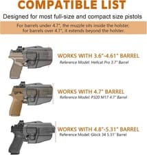 Universal OWB Gun Holster– Fits Most Popular Compact to Full Size Handguns, RH - image 3