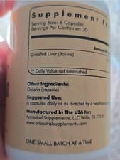 Ancestral Supplements Grassfed Beef Liver - 180 Capsules 500mg EA popular new - image 2