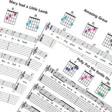 Beginner Guitar Lesson Book, 50 Amazing & Popular Songs, Color Coded Notes - image 3