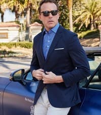 Collars and Co NWT Semi-Spread Collar Polo Lattice Indigo- Size Medium - image 2