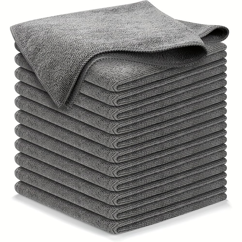 Microfiber Cleaning Cloth Grey - 6/12/50pcs (30.48x30.48 cm) High Performance - 1200 Washes, Ultra Absorbent Towels Weave Grime & Liquid