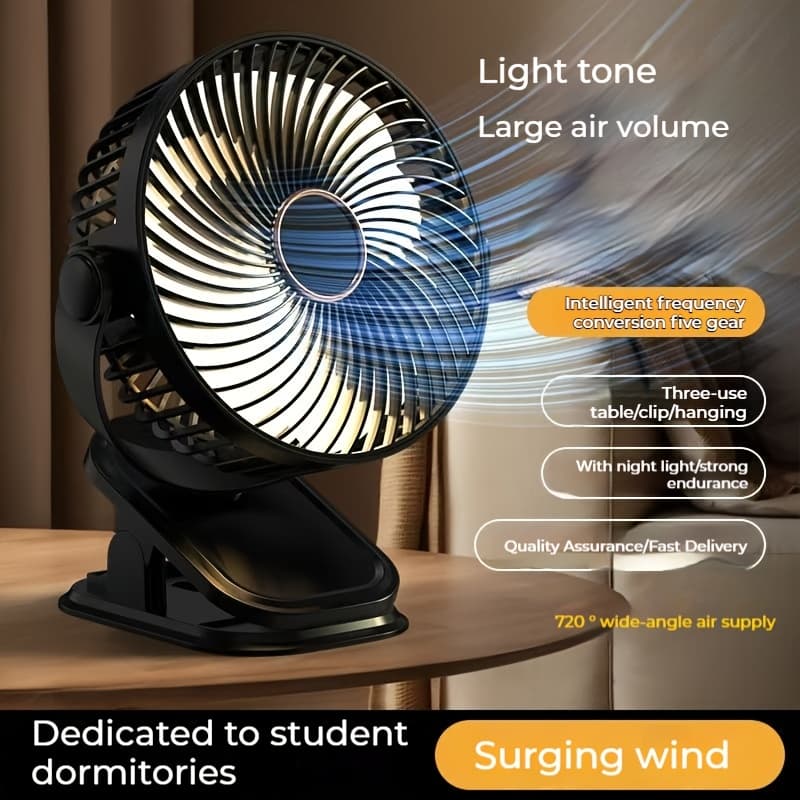 USB Rechargeable Mini Fan with Stylish LED Night Light, Featuring Long Battery Life And Powerful Airflow, Available in Two Colors, Perfect