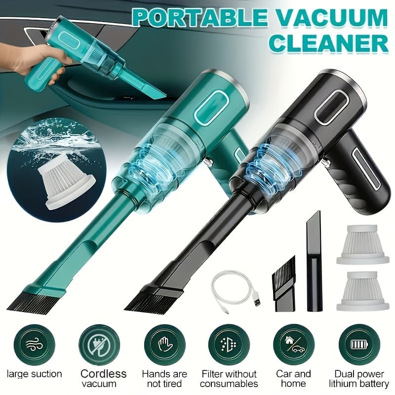 Upgraded Version, Portable Cordless Handheld Vacuum Cleaner, Vortex Suction Wireless Vacuum. Rechargeable Powerful Vacuum for
