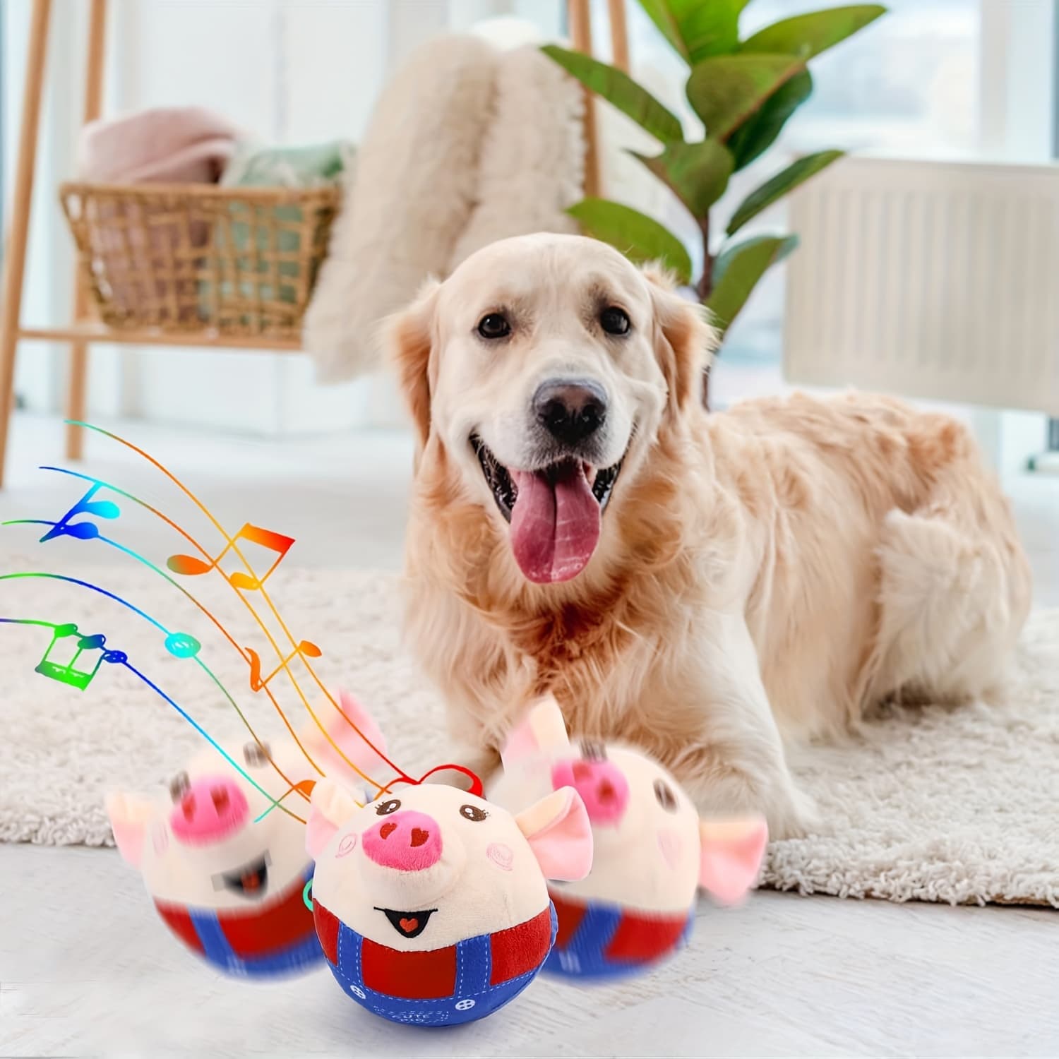 Pet Toy Ball, Pet Smart Bouncing Ball, Pig, Puppy, Hamster, Rabbit, Washable Jumping Squeak Pet Toy With Recording And Music Mode, Rechargeable Mobile Dog Chew Toy, Suitable For Small/medium/large Dogs, Keep Them Busy