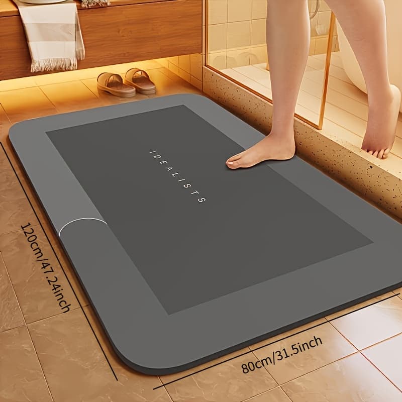 1 Super Absorbent Bathroom Floor Mat, Quick-drying Anti-slip Floor Mat, 4.0mm Thick, Washable and Easy to Clean, Suitable for Various