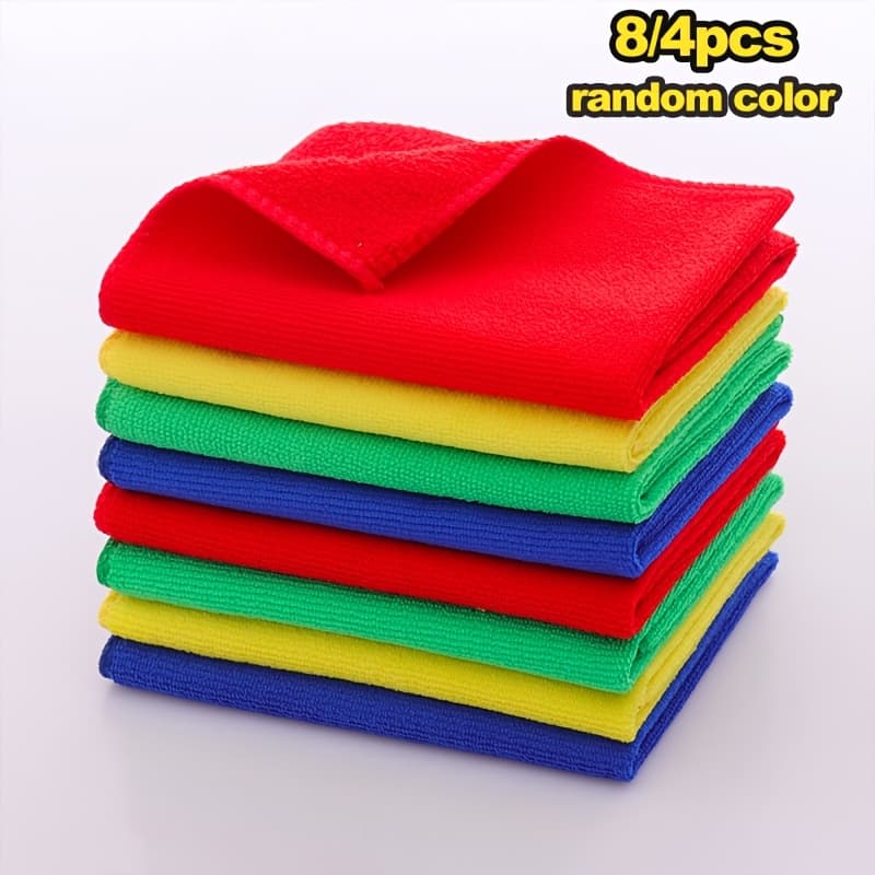 Microfiber Cleaning Cloths, 8/4pcs Cleaning Cloth Set, Cleaning Towels in 4 Color Combinations, 40x40cm Large Dishwashing Scouring Pads