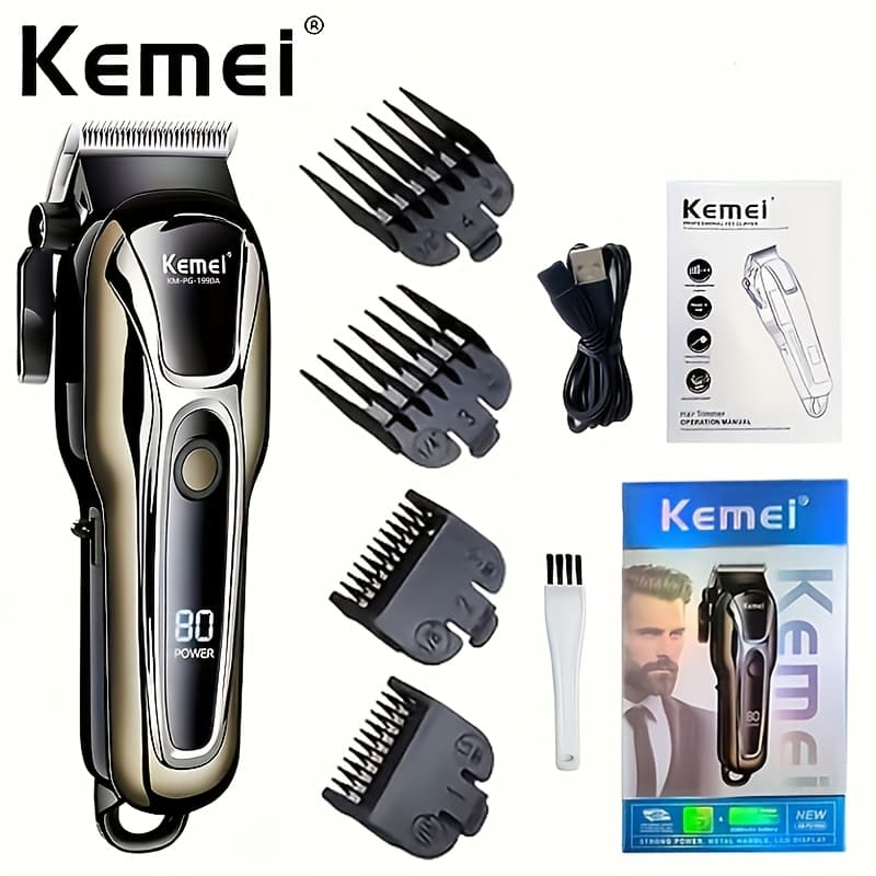 KM-PG1990A Men's Electric Hair Clipper Professional Cordless Hair Trimmer Shaver