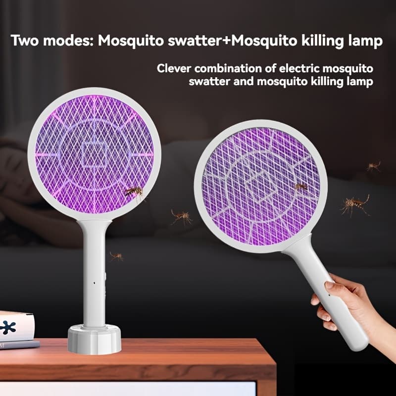 2-in-1 Dual Mode Electric Fly Swat and Mosquito Exterminator, USB Rechargeable Cord Mosquito Swat, Portable Handheld Exterminator for Home