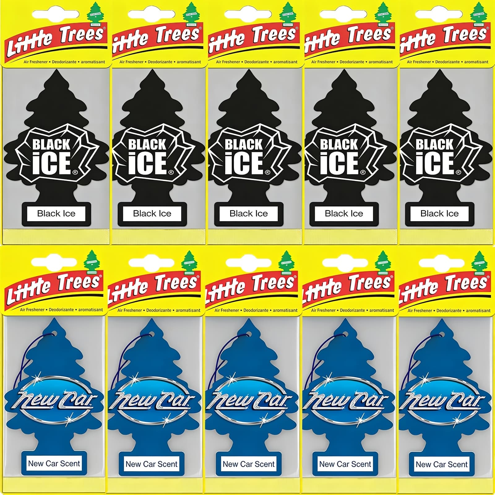 5-Pack Tree-Shaped Air Fresheners | Suitable for Cars, Homes, Trucks, and RVs - Black and Blue, Long-Lasting Scent, Easy to Use