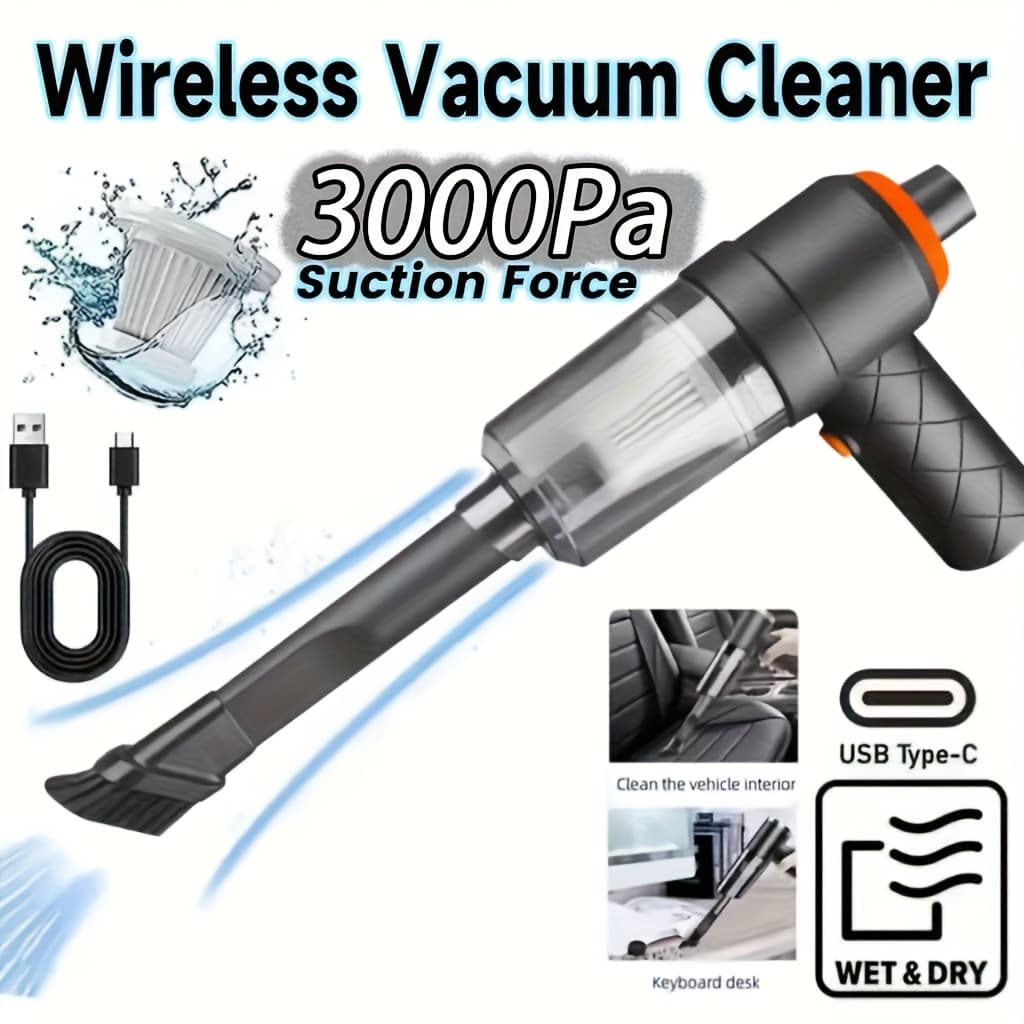 1pc - Mini Wireless Car Vacuum Cleaner - Suitable for Home Scenarios And Car Interior Cleaning And Maintenance, Powerful Suction of Pet Hair And Debris, Ultra-Compact Design, Lightweight And Convenient