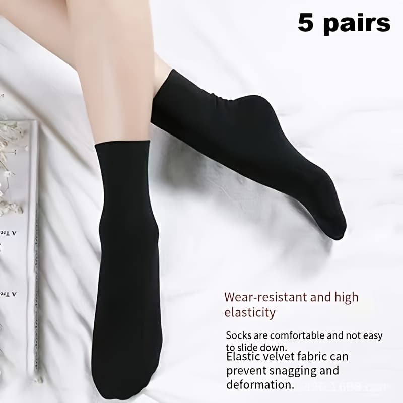 5 pairs of simple solid color stockings, comfortable & breathable stockings for spring, summer and autumn, Women's stockings and socks.