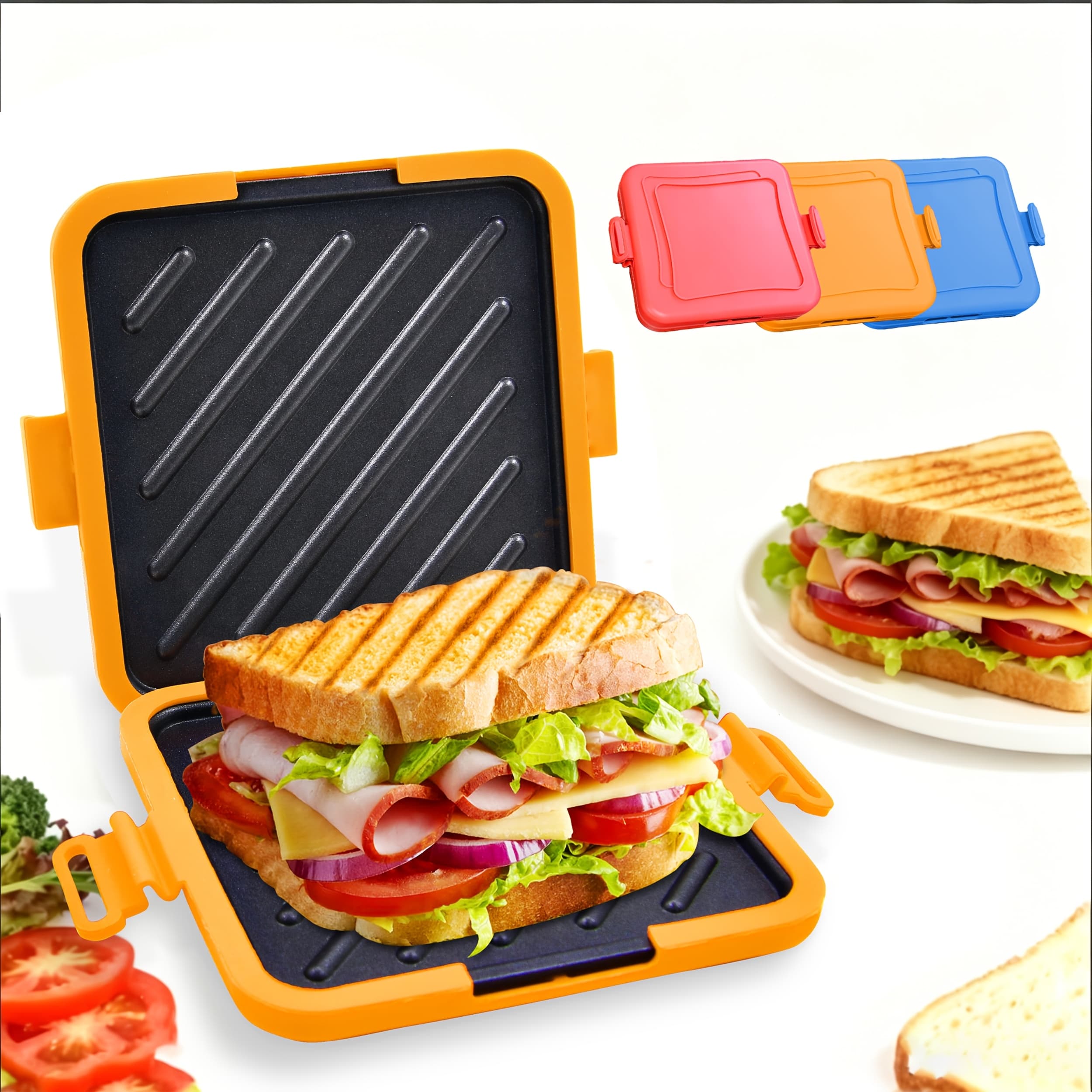 Microwave Sandwich Maker Pan – Quick, Crispy Toast Baking Tray, Non-Stick, Food-Grade Iron, Ideal for BBQ, Sausages, Chicken Wings, Steaks