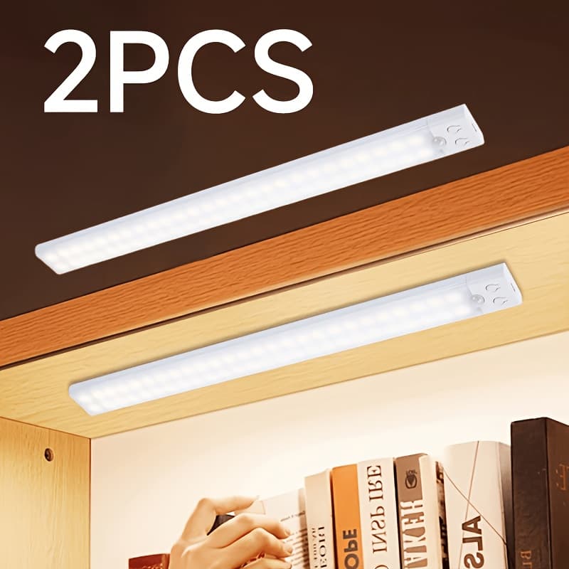 2pcs USB Rechargeable LED Motion Sensor Light Wireless, Three Tone Lighting, Warm/White Night Light for Kitchen, Closet, Hallway And