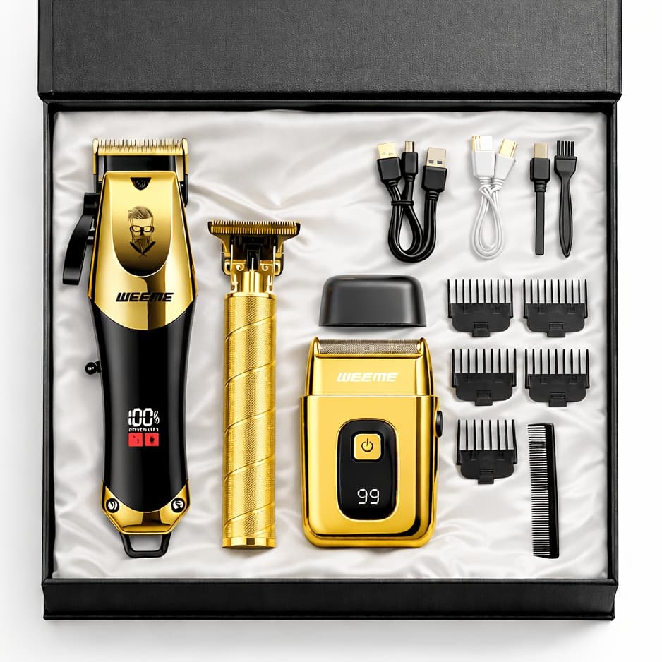 WEEME Men's New 3pcs 2pcs Electric Hair Clipper & Shaving Razor Set - USB Charging, Large Capacity Battery (Long-Lasting Power)
