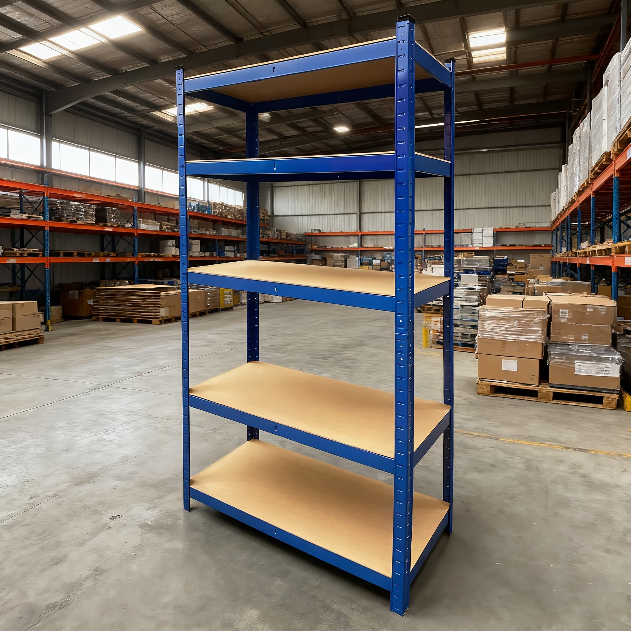 5-tier Heavy-duty Racking, Bolt-free Industrial Racking, Adjustable Metal Storage Rack, Maximum Load Capacity Up to 875kg, Store Display