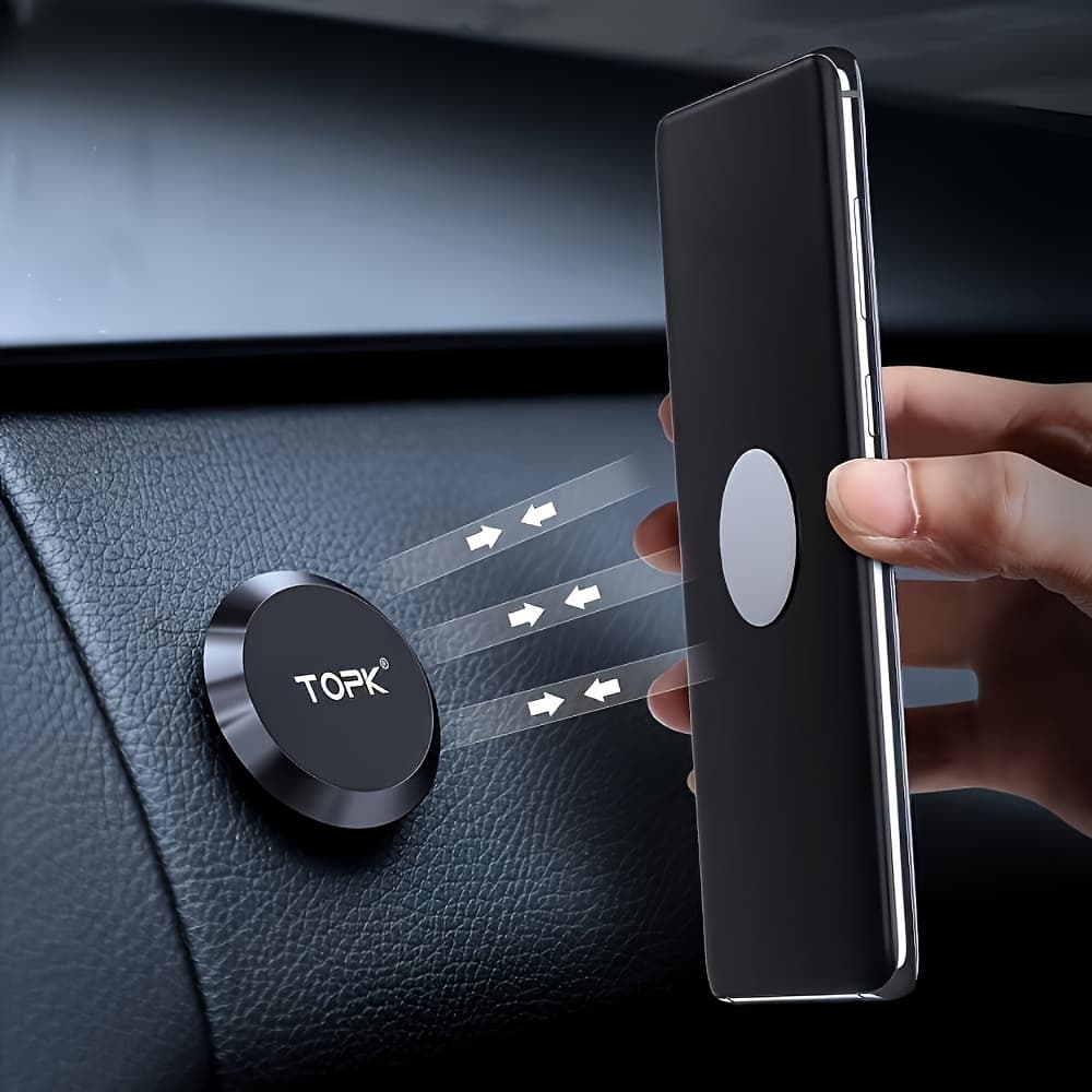 360 Free Rotation Magnetic Car Phone Holder Stand Universal Flat Stick-on Dashboard Holder +Metal Plate