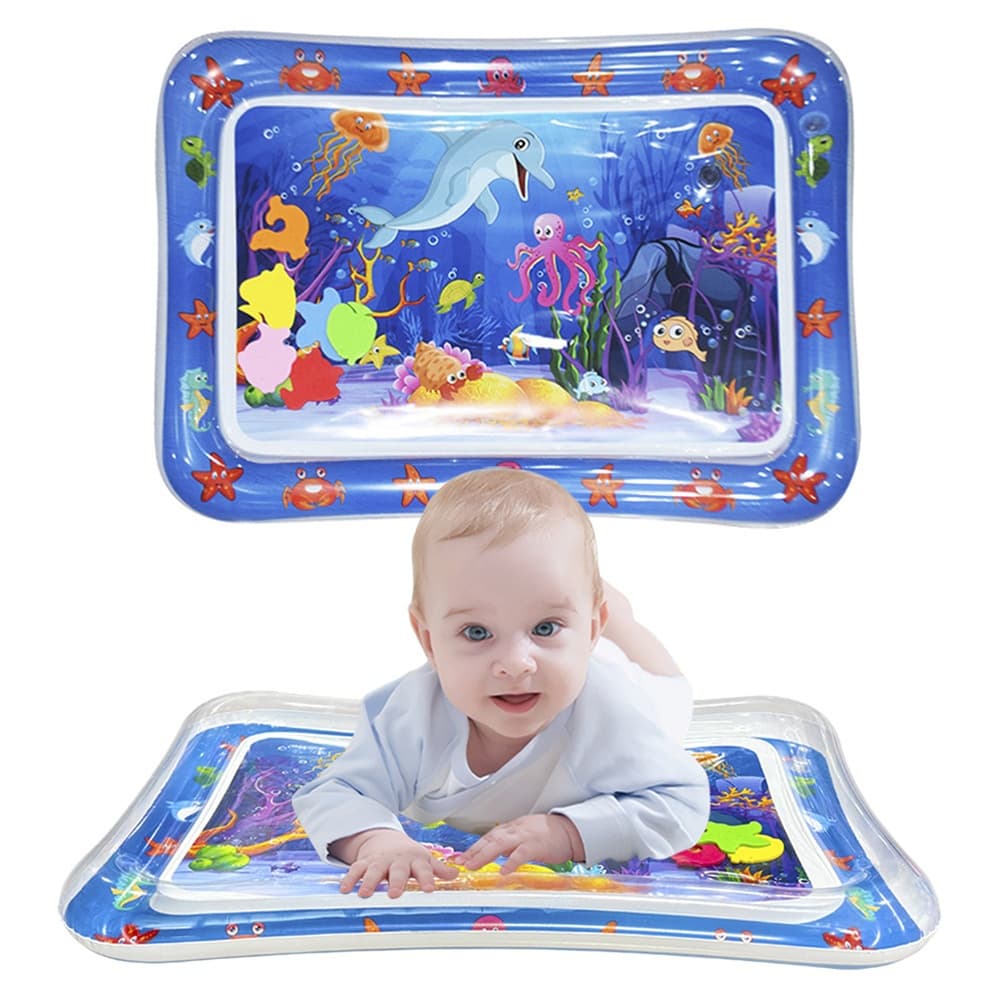 1pc Inflatable Square Blue Dolphin Tap Mat, PVC Professional Tap Mat, Inflatable Crawling Activity Sensory Stimulation Mat, Suitable for Promoting Motor and Sensory Development