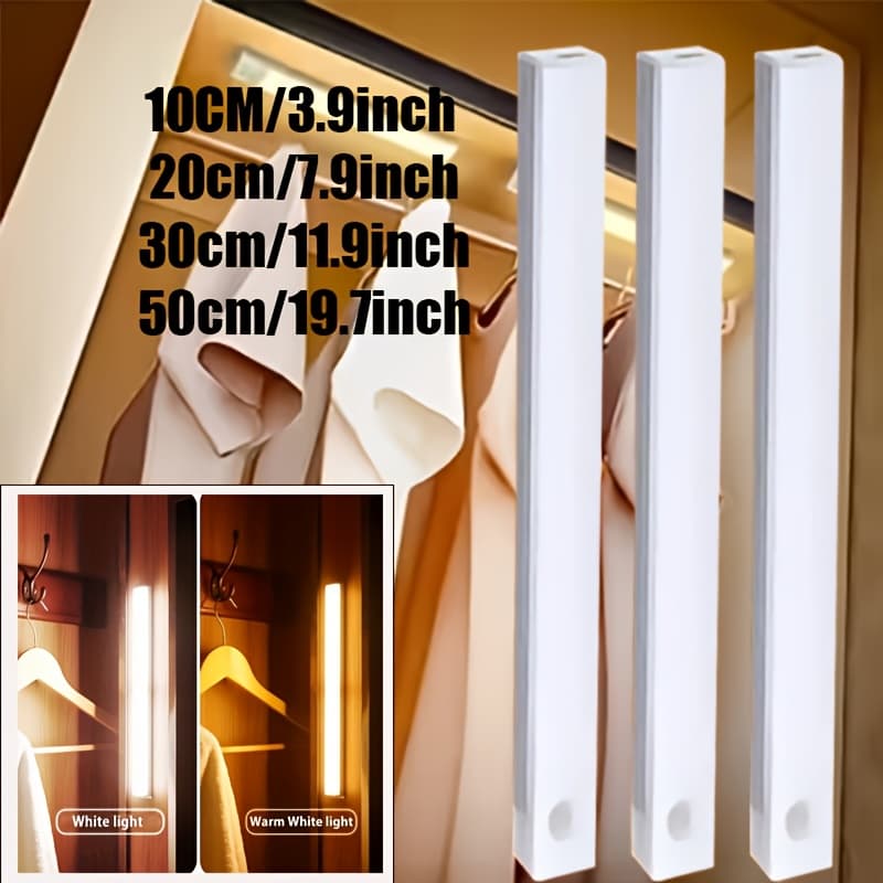 3pcs Motion Sensor LED Light, USB Rechargeable Magnetic, Wireless Dimmable for Kitchen Bedroom Hallway Closet