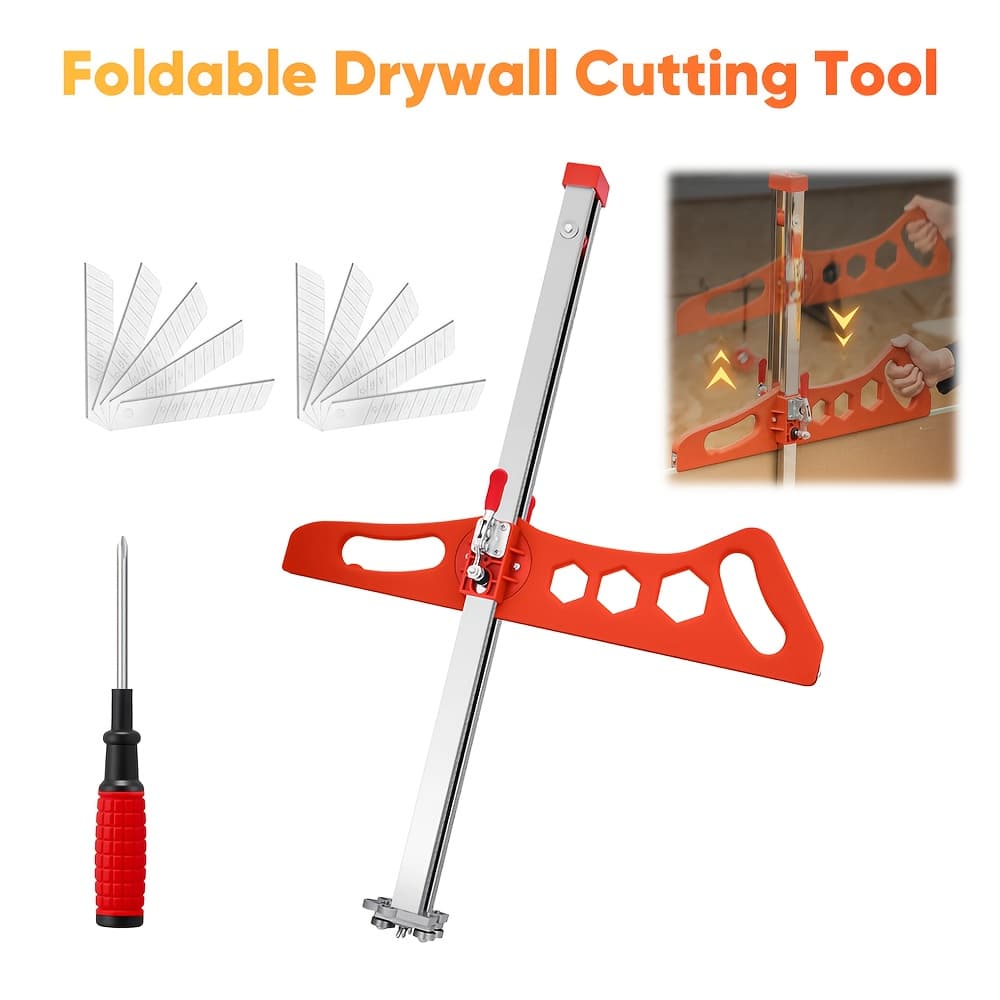 Sakerplus Foldable Drywall Cutting Tool, Heavy-Duty Manual Foldable Gypsum Board Cutter with Adjustable Guide & Ergonomic Handle for Precision DIY & Construction, No Electricity, Compact, Gift for Builders, Handymen, Home Renovators, Present for Men