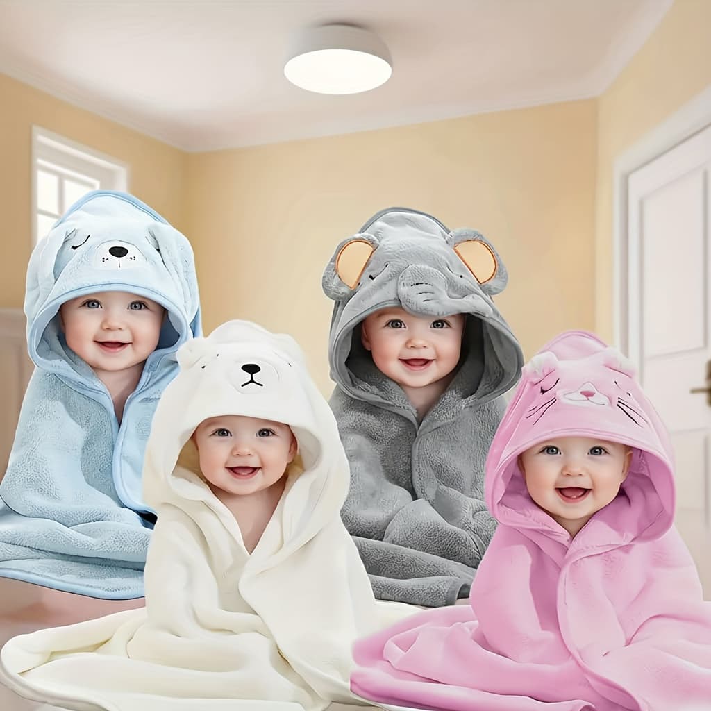 New Soft Hooded Bath Towel for Infants And Toddlers, Made of Coral Fleece for Quick Drying And Absorbency, Suitable for All Seasons, Perfect for Showering, Swimming, And Beach Use. It Can Also Serve As a Stroller Cover, Newborn Blanket