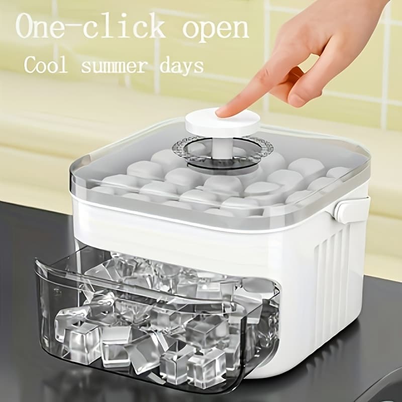 Press-Type Cube of Ice Tray, for Homemade Ice Cubes, Kitchen Essential Tool, Beverage Cooler, Large Capacity Storage, Very Suitable for