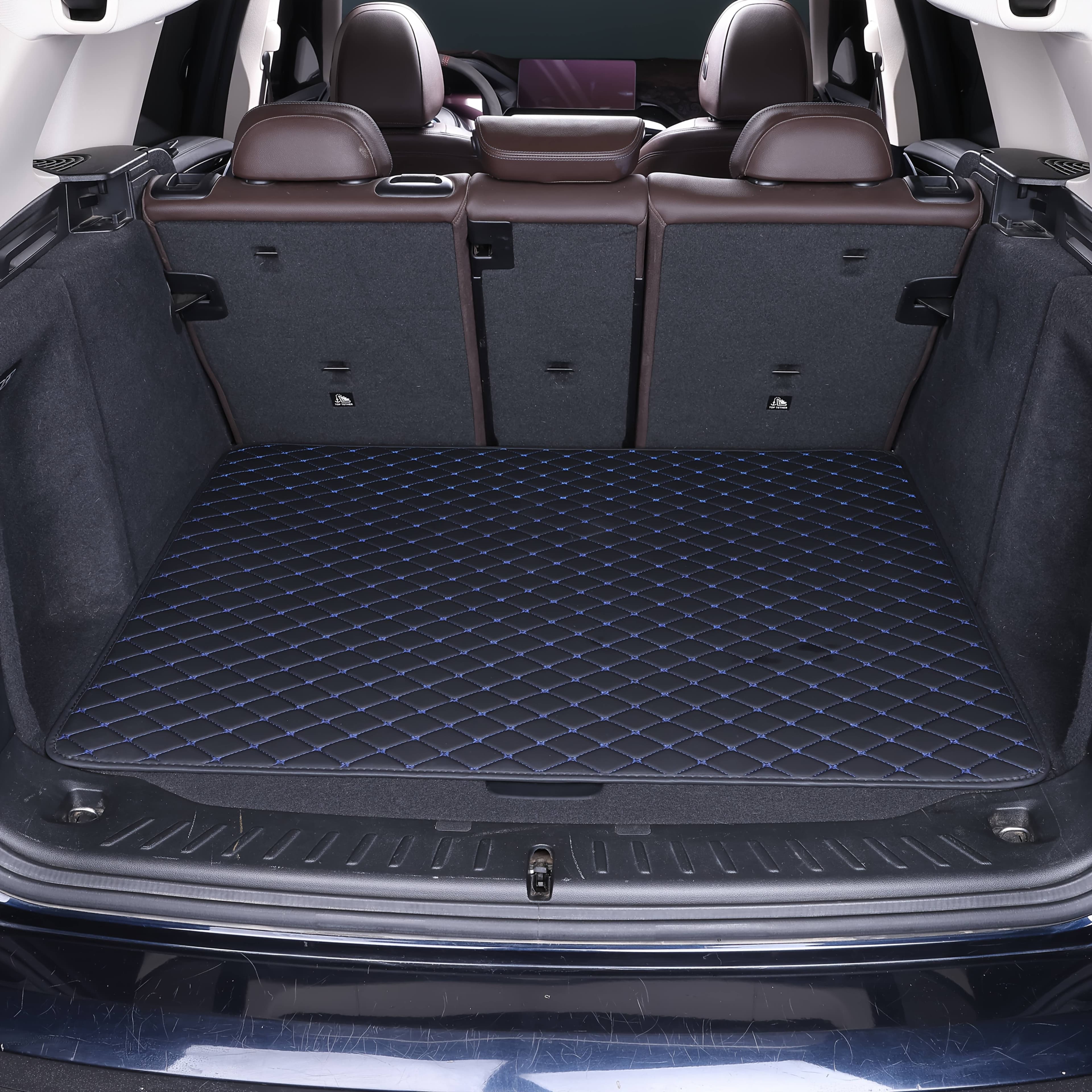 Universal Car Trunk Mat, PU Leather Rhombus Pattern Design, Durable Trunk Protector, Suitable for Sedans/SUVs/Hatchbacks, Car Interior