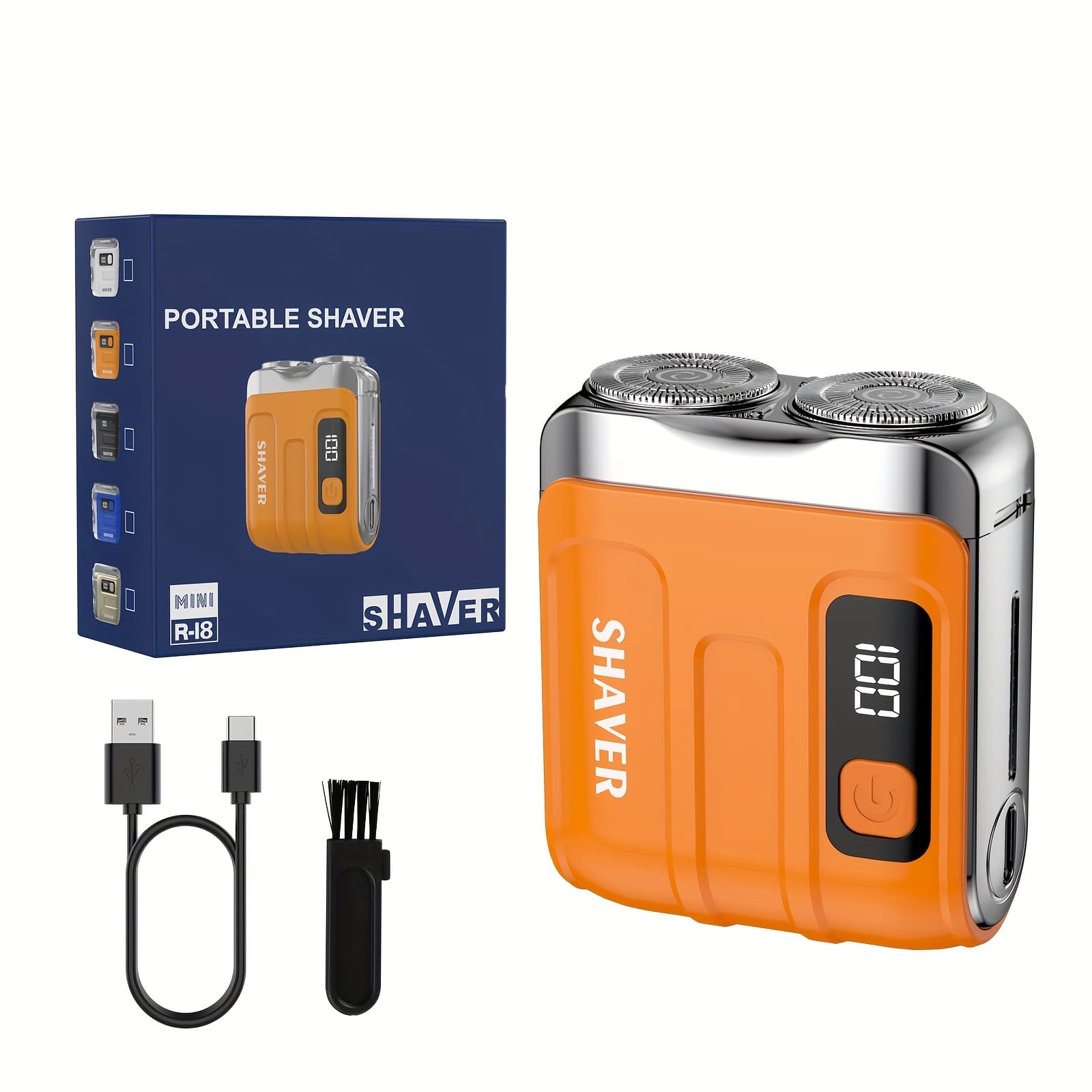 New Upgraded Mini Electric Portable Dual Blade Floating Men's Electric Shaver with Digital Display, Five Color Options, Clean Shaving, USB