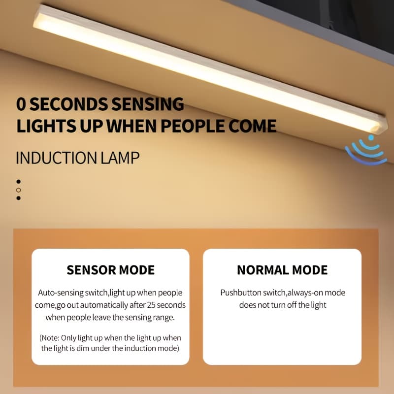 6pcs LED Motion Sensor Light Bar, Magnetic Under Cabinet Sensor Light, Cool White/Warm Light Indoor Night Light for Kitchen, Stairs