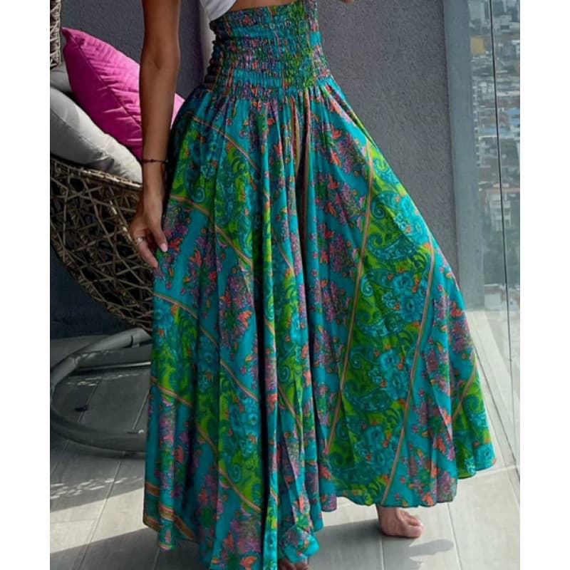 Women'S Apparel Featuring a Floral High-Waisted Skirt in Contemporary European And American Casual Fashion