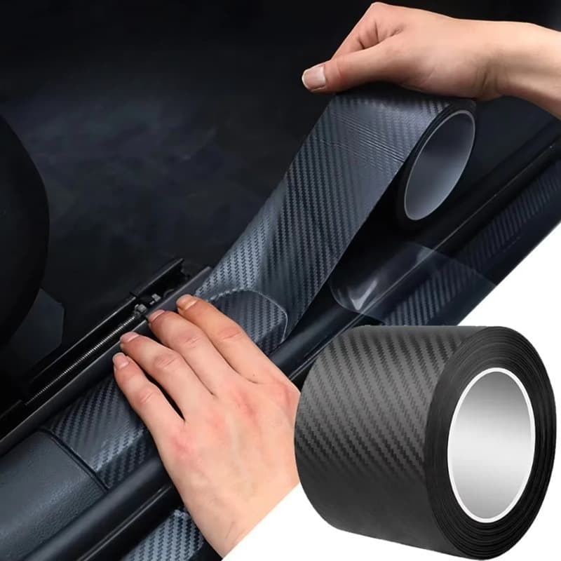 3D Carbon Nanofiber Tape | Waterproof and Scratch-Resistant Bumper and Sill Protection Strips, Black, Stylish Car Accessories, Modern Car