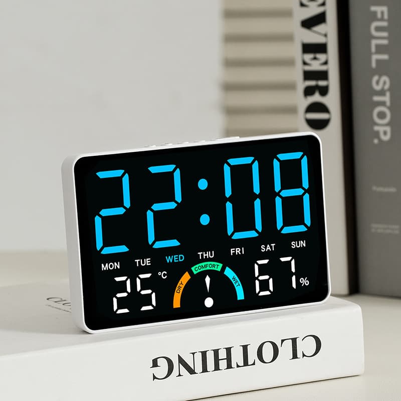 This Multifunctional LED Clock with a Large Display Can Be Hung Or Placed on a Table. It Shows Time, Day of The Week, Temperature