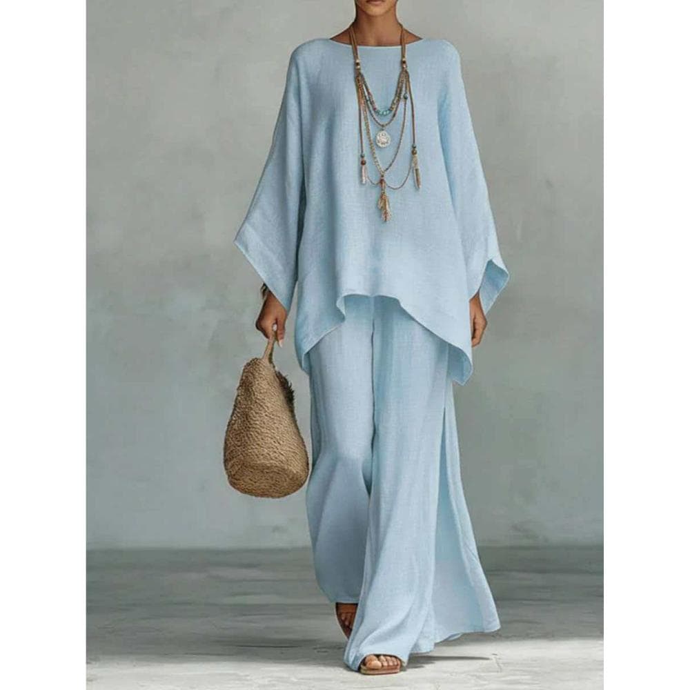 New Women'S Clothing Two-Piece Set for Spring And Summer 2026, Featuring a Easy Loose Casual Shirt Paired with Wide-Leg Pants