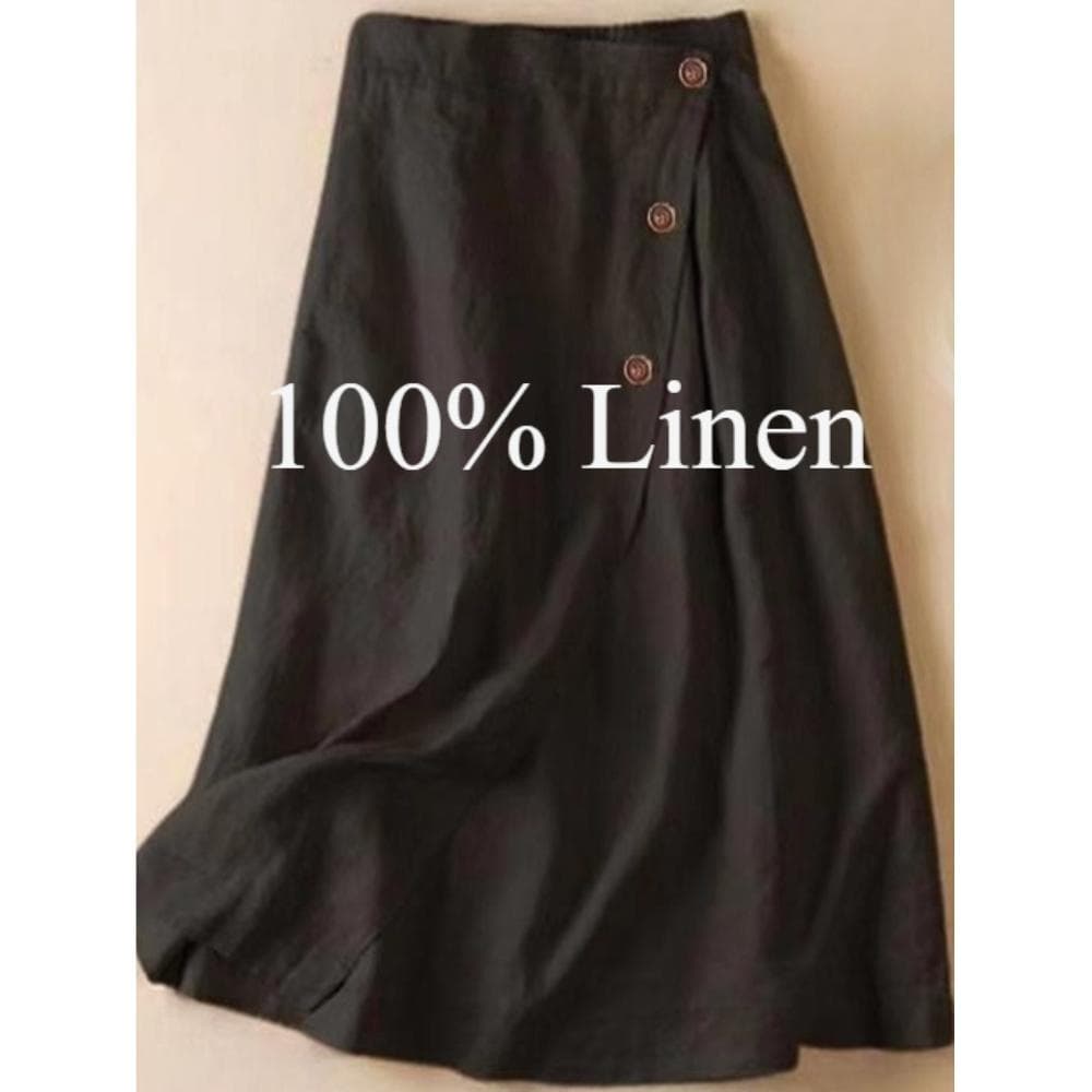 Newly Arrived Casual Elegant A-Line Midi Skirt for Women in S, Made of Summer Linen with a Flowy Design And Elastic Waist, Perfect for Commuting