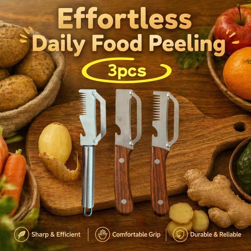 3pcs Stainless Steel Fruit and Vegetable Peeler, 3-in-1 Design (Grater, Peeler, Bottle Opener), a Multifunctional Kitchen Tool with an