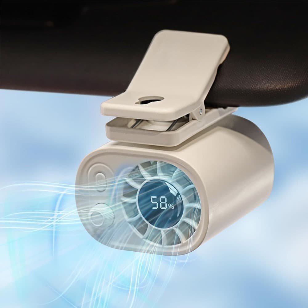 1400Mah USB Clip Fan with LED Screen, 100 Levels Rechargeable, Hands-Free Fan, Rechargeable Multifunctional Personal Fan, Car Fan, Clip