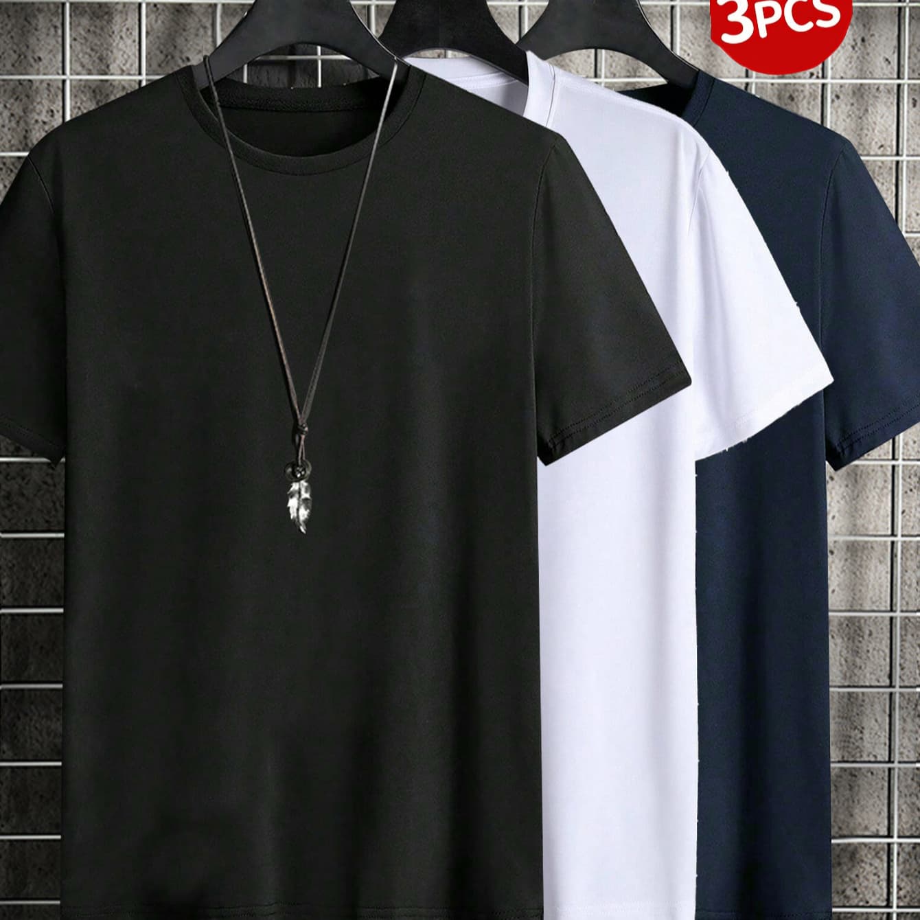 Set of 3 Men'S Short-Sleeve T-Shirts in Solid Colors, a Stylish Choice for Spring And Summer, Perfect for Casual Outdoor Wear, Soft And Skin-Friendly