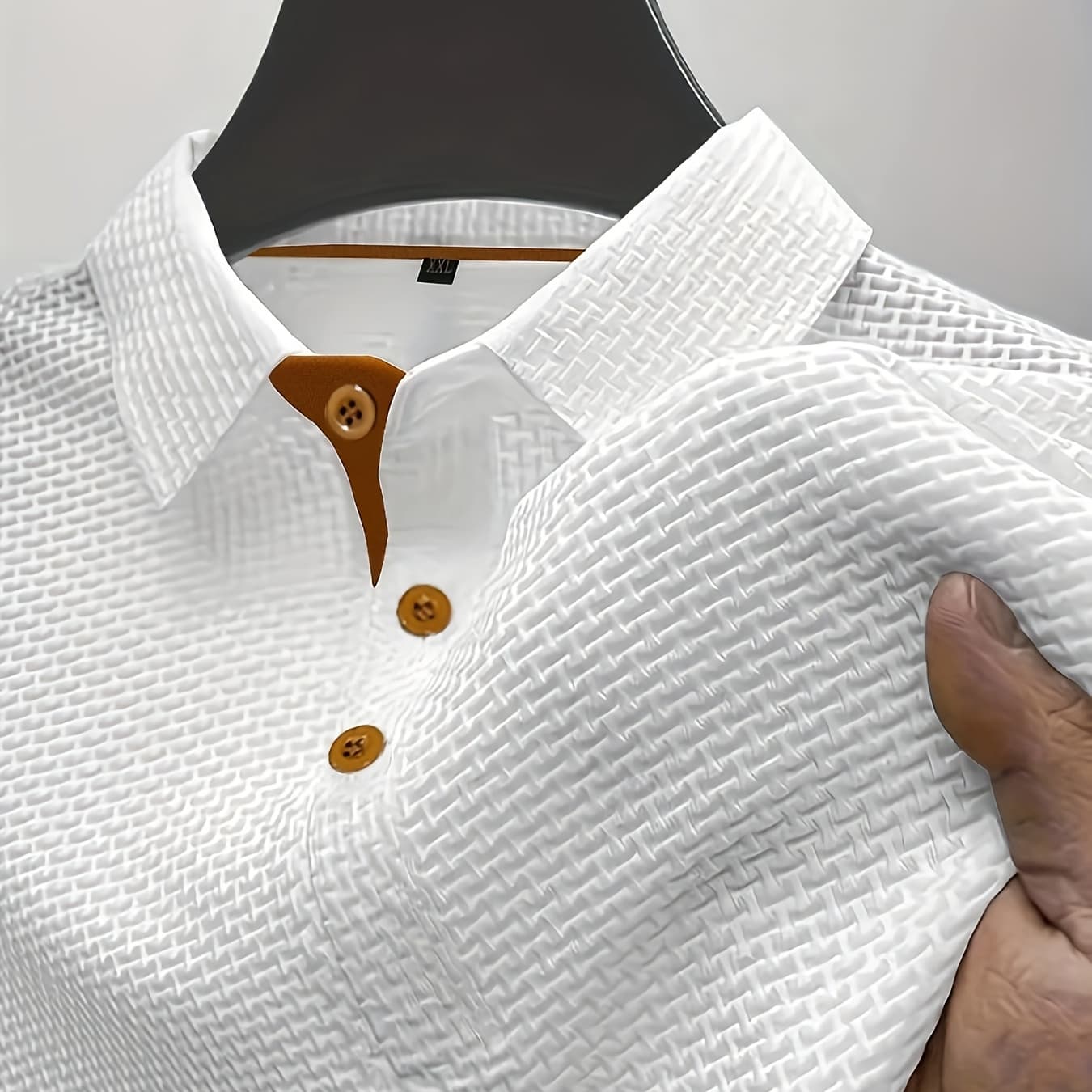 Short Sleeve Jacquard Ice Silky Men's T-shirt Summer Solid Color