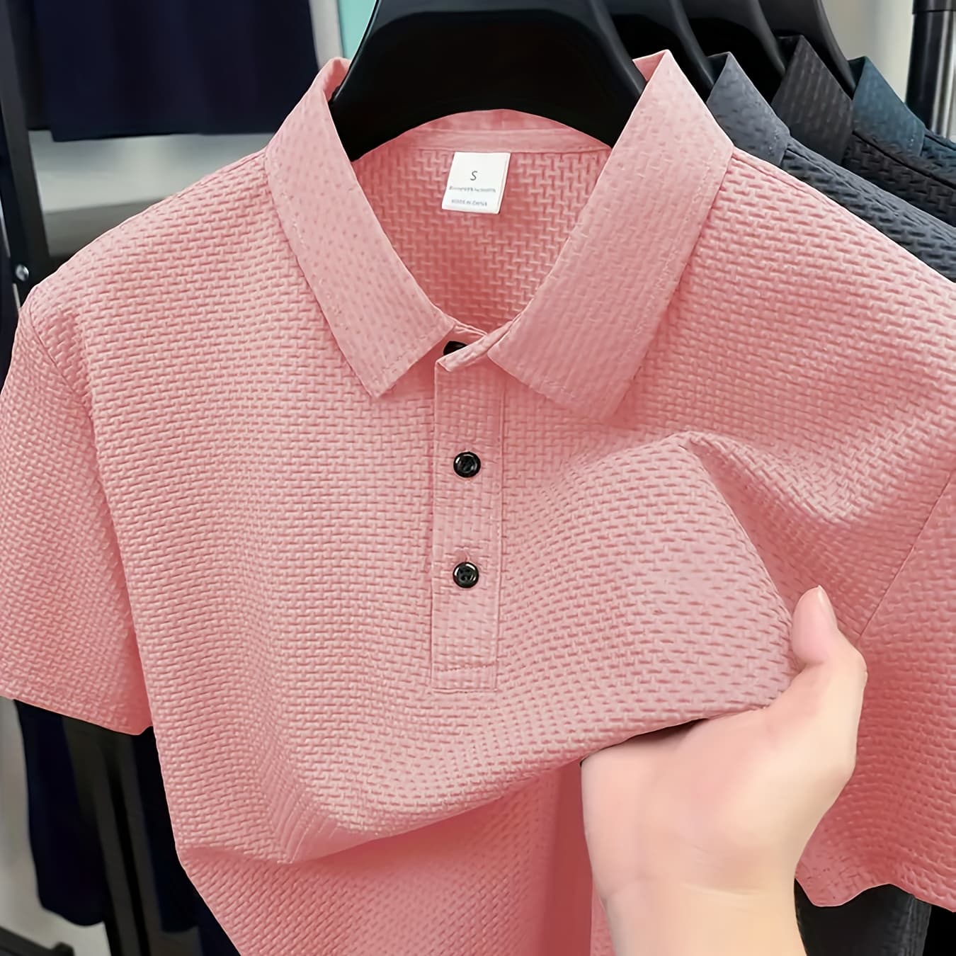 Men's Ice Slicky Fiber Fabric Shirt - Breathable Short Sleeve Geometric Pattern Button- Casual Top, Regular Fit Summer Daily Wear Men's Shirt | Classic Shirt | Ice Slicky Fiber Fabric