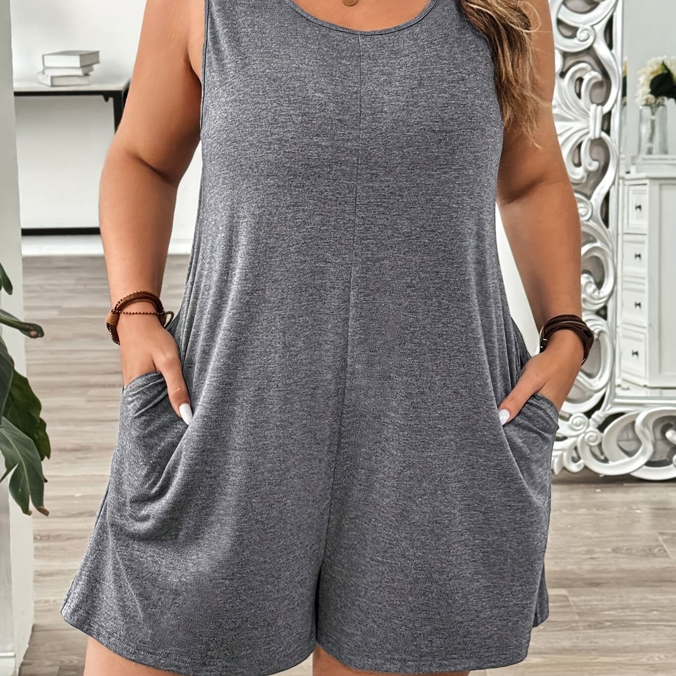 Women's Plus Size Solid Color Sporty Simple Daily Jumpsuit Casual Comfortable Cool