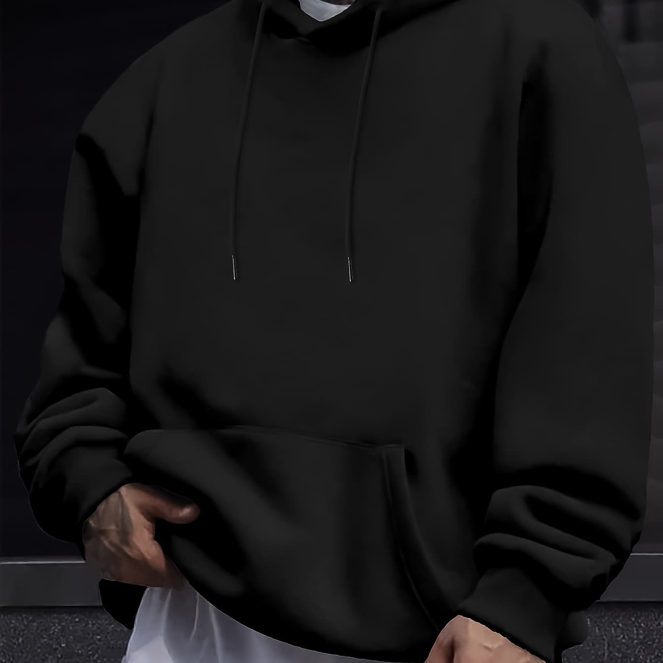 Men'S Solid Color Pullover Hoodie, Featuring a Minimalist Design, Perfect for Everyday Wear