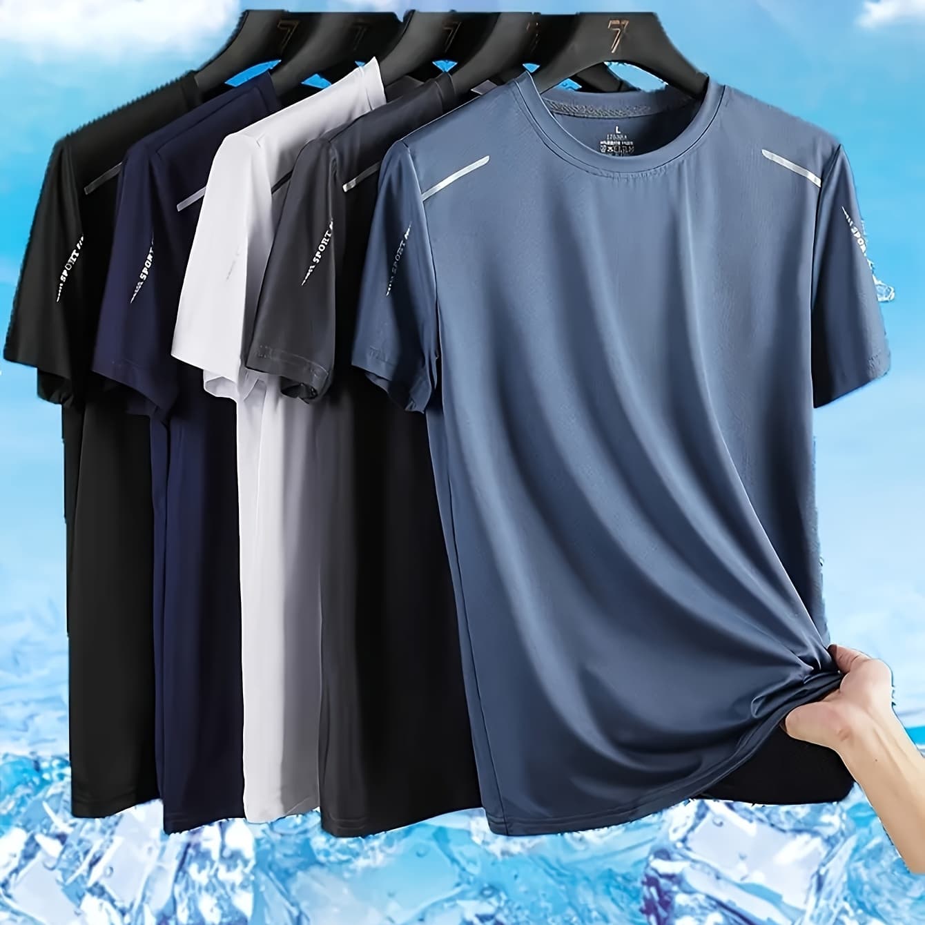 5pcs Men's Quick-Dry Athletic T-Shirts - Breathable, Moisture-Wicking Crew Neck Short Sleeves in Assorted Colors for Gym & Summer Activities, Gym Clothes