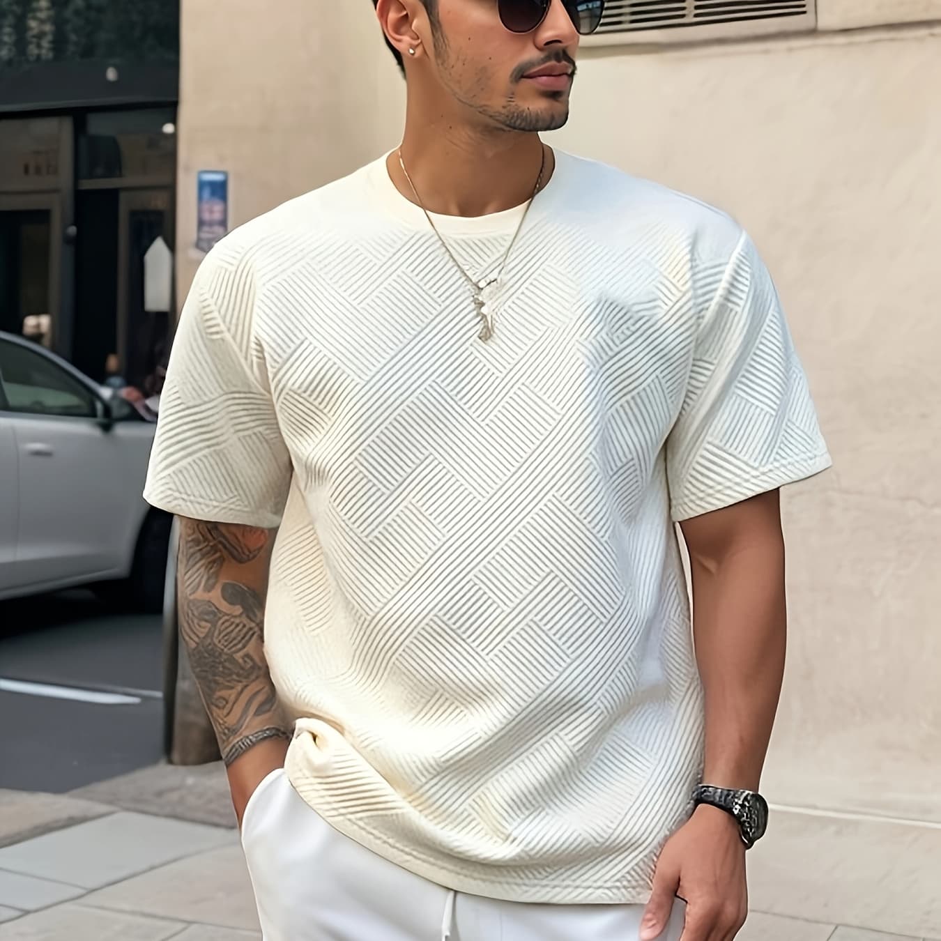 Men's Solid Color Summer Simple Fashion Casual Top, Crew Neck T-Shirt, Suitable for Husband Gift and Father's Day Present