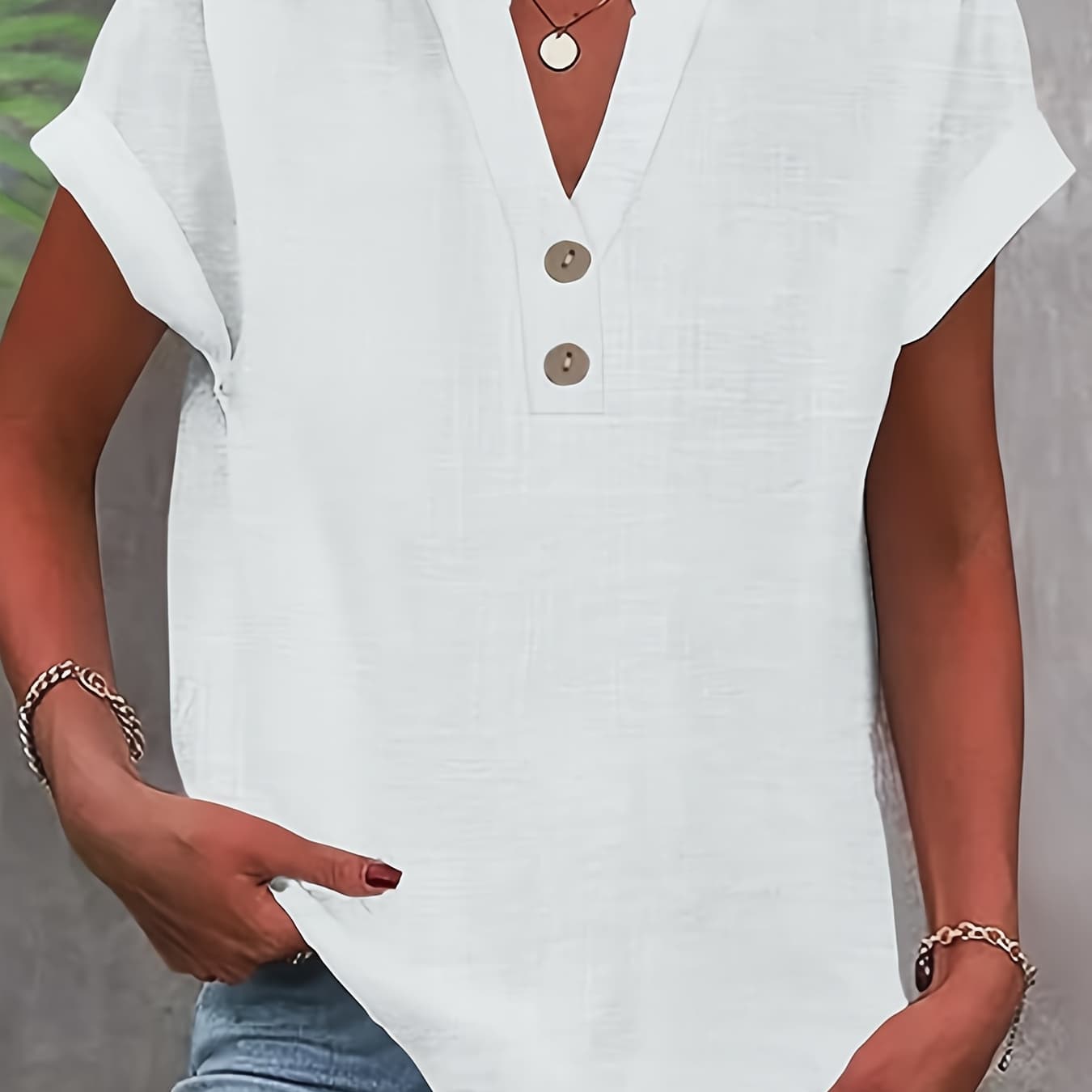 New Solid Color Short-Sleeve Elegant Tops for Women'S Spring And Summer, Versatile And Stylish