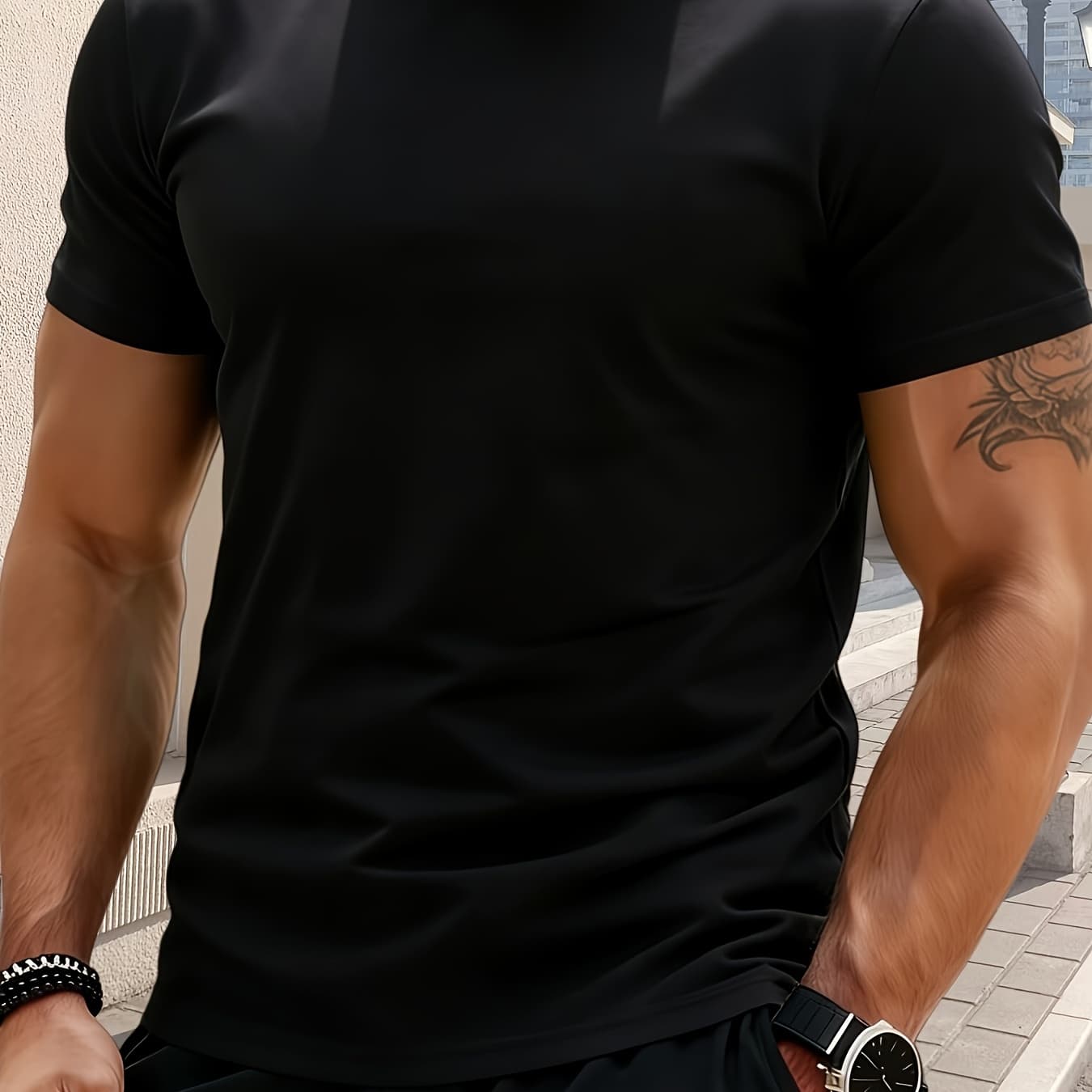 Men's Casual Solid Color Short-sleeve T-shirt, No Print, Simple Design Suitable for Multiple Occasions, a Practical Item for Home and Leisure. Versatile Style Easy to Pair with Daily and Casual Outfits as a Base Layer, Ideal as a Holiday Gift