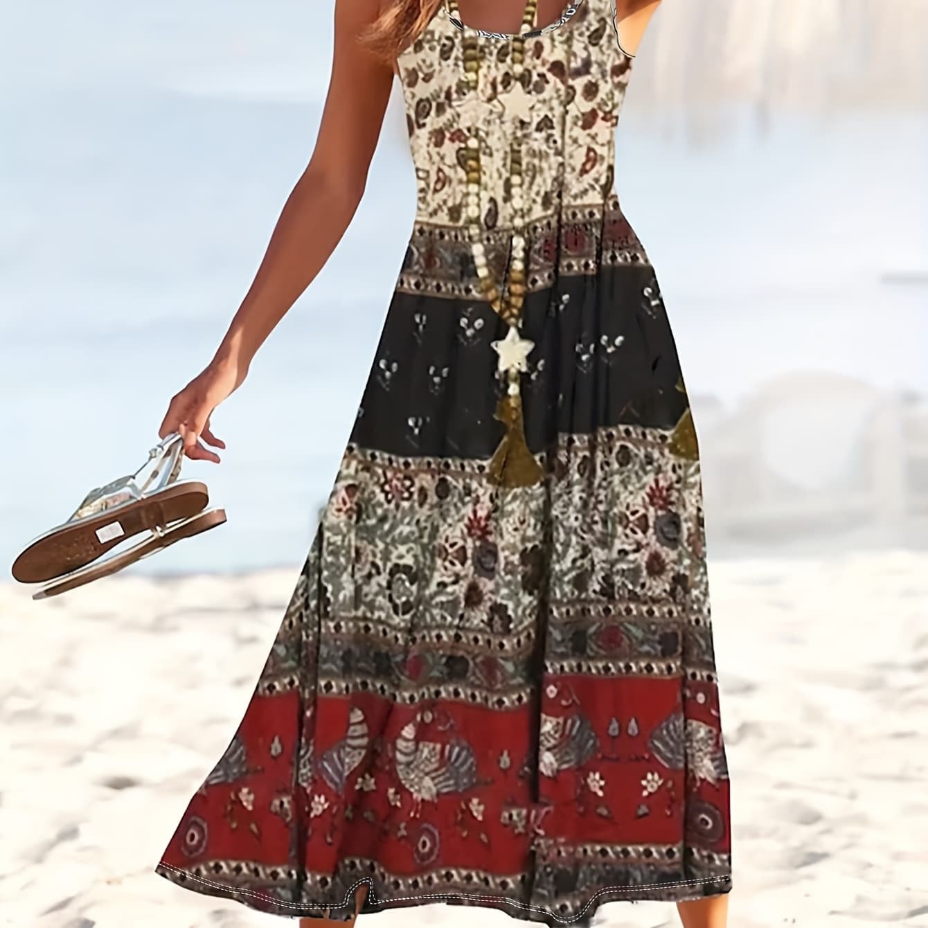 A Vintage-Inspired Floral Vacation Vest Dress for Spring And Summer