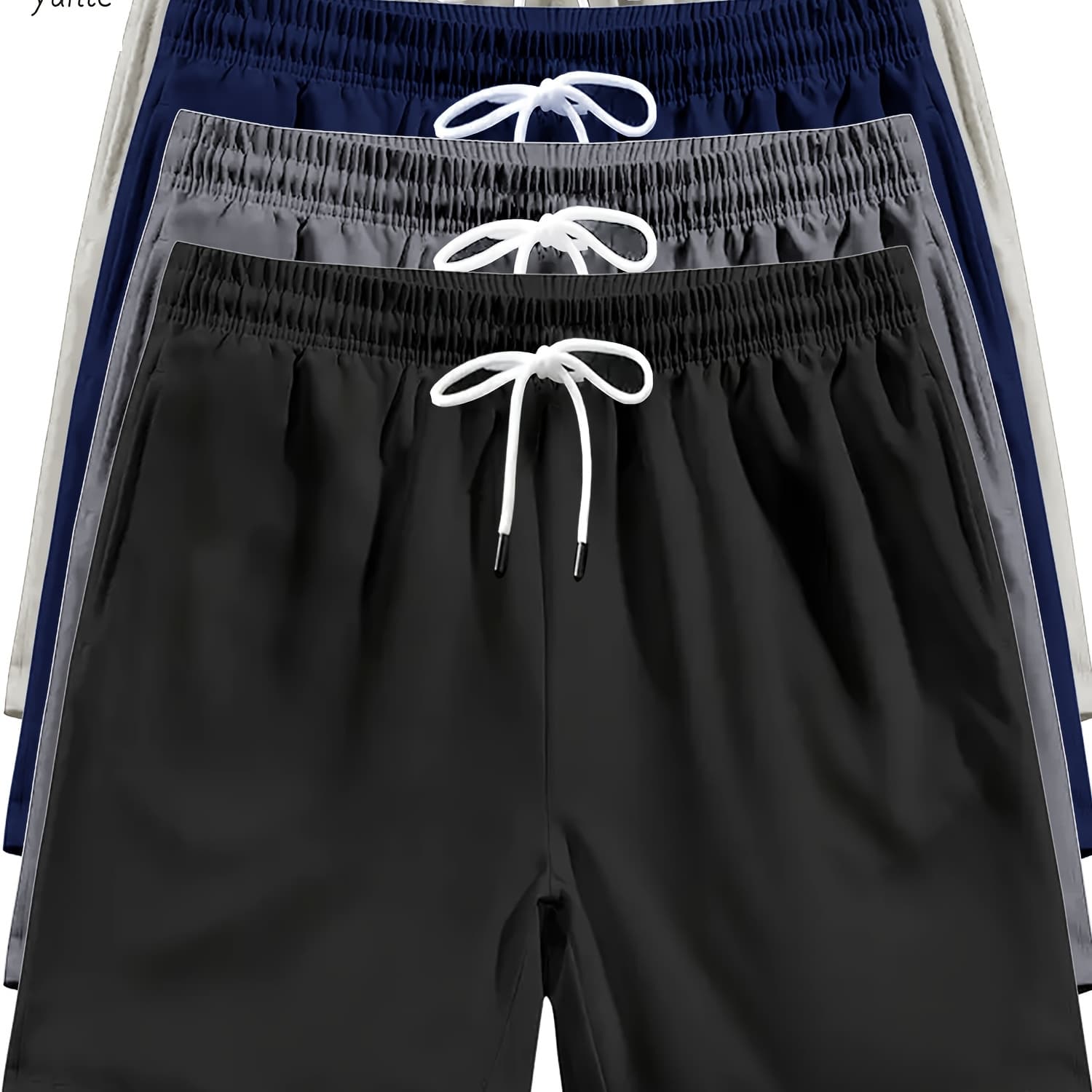 Shorts Black-Gray-Navy-Beige 4-Pc Black-Gray-Navy-Army Green Men'S Casual Loose Sports Quick-Drying Shorts, Elastic Waistband And Drawstring Fitness Training Shorts with Pockets Men'S Lightweight Sports Running Shorts