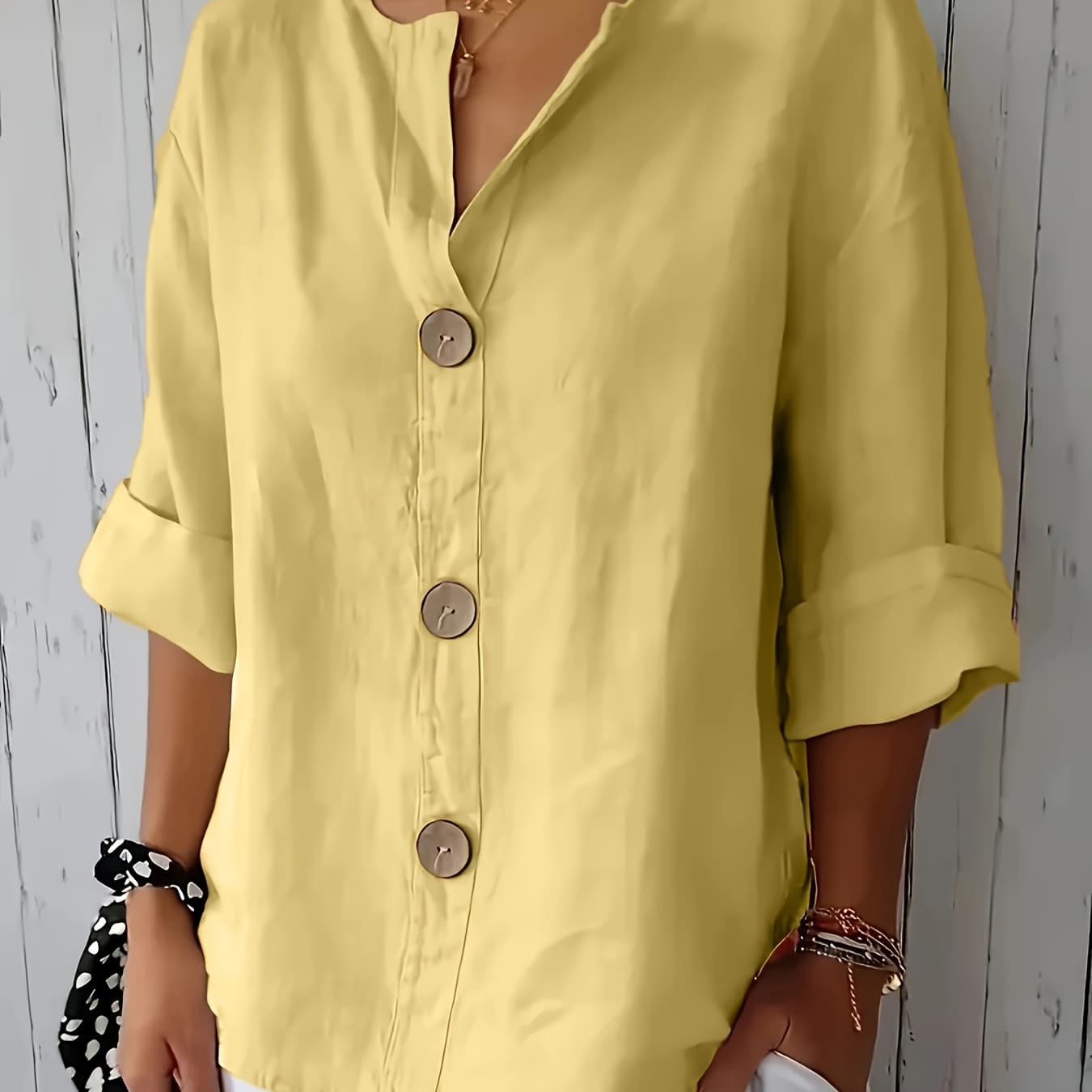 Fashion Women'S Casual Loose Shirt, Suitable for Vacation Outfits | Decorative Button Design